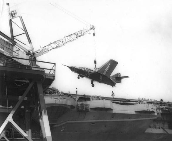 Lifting a Cougar aboard dockside using crane